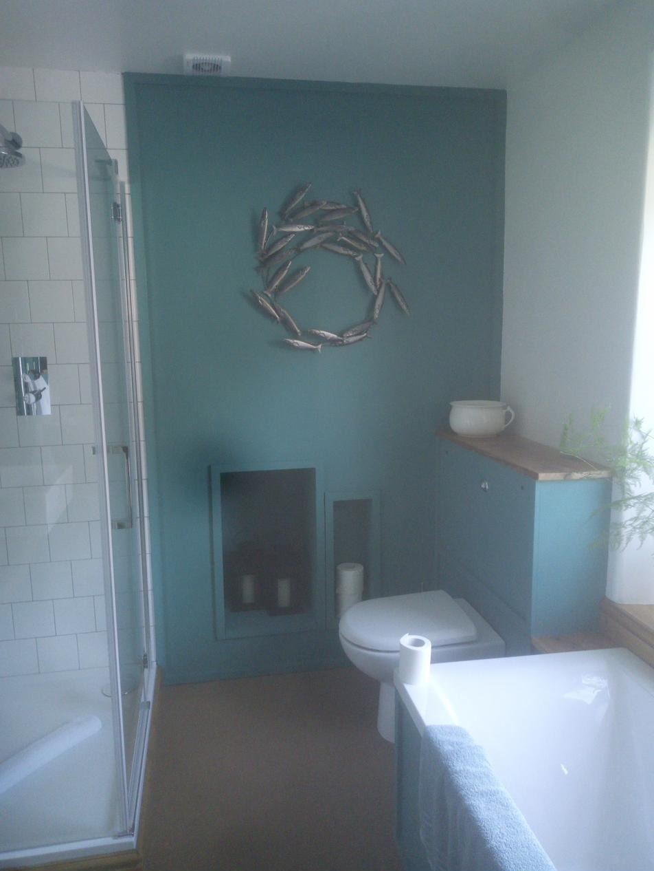 Holiday let bathroom refurbishment, custom shelving and alcoves